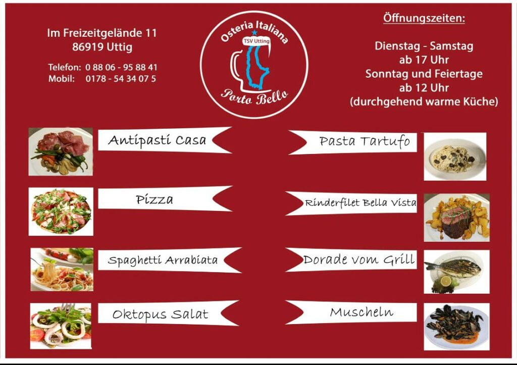 picture Porta Casa Pasta speisekarte osteria porto bello